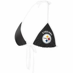 Women's G-III 4Her By Carl Banks Black Pittsburgh Steelers Perfect Match Bikini Top