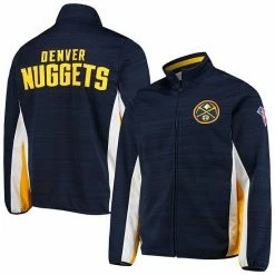 Men's G-III Sports By Carl Banks Navy Denver Nuggets 75th Anniversary Power Forward Space-Dye Full-Zip Track Jacket