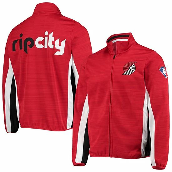 Men's G-III Sports By Carl Banks Red Portland Trail Blazers 75th Anniversary Power Forward Space-Dye Full-Zip Track Jacket 2 Men's G-III Sports By Carl Banks Red Portland Trail Blazers 75th Anniversary Power Forward Space-Dye Full-Zip Track Jacket - Image 2