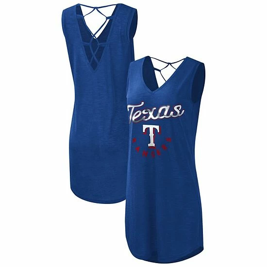 Women's G-III 4Her By Carl Banks Royal Texas Rangers Game Time Slub Beach V-Neck Cover-Up Dress 1 Women's G-III 4Her By Carl Banks Royal Texas Rangers Game Time Slub Beach V-Neck Cover-Up Dress
