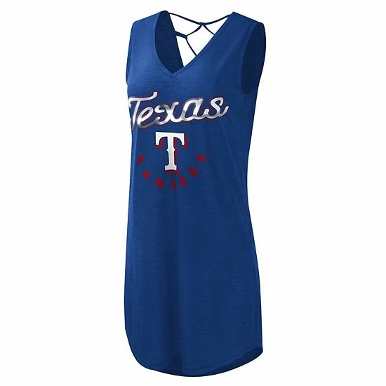 Women's G-III 4Her By Carl Banks Royal Texas Rangers Game Time Slub Beach V-Neck Cover-Up Dress 3 Women's G-III 4Her By Carl Banks Royal Texas Rangers Game Time Slub Beach V-Neck Cover-Up Dress - Image 3