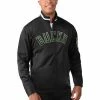 Men's G-III Sports By Carl Banks Black Milwaukee Bucks Dual Threat Tricot Full-Zip Track Jacket