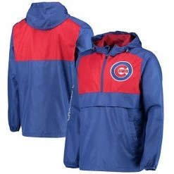 Men's G-III Sports By Carl Banks Royal/Red Chicago Cubs Lineman Half-Zip Hoodie Jacket