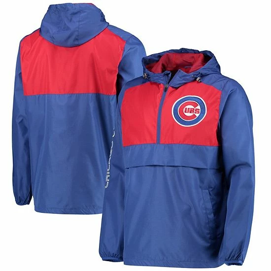Men's G-III Sports By Carl Banks Royal/Red Chicago Cubs Lineman Half-Zip Hoodie Jacket 1 Men's G-III Sports By Carl Banks Royal/Red Chicago Cubs Lineman Half-Zip Hoodie Jacket