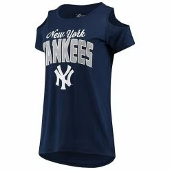 G-III Sales Store 14 Women's G-III 4Her By Carl Banks Navy New York Yankees Clear The Bases Cold Shoulder T-Shirt