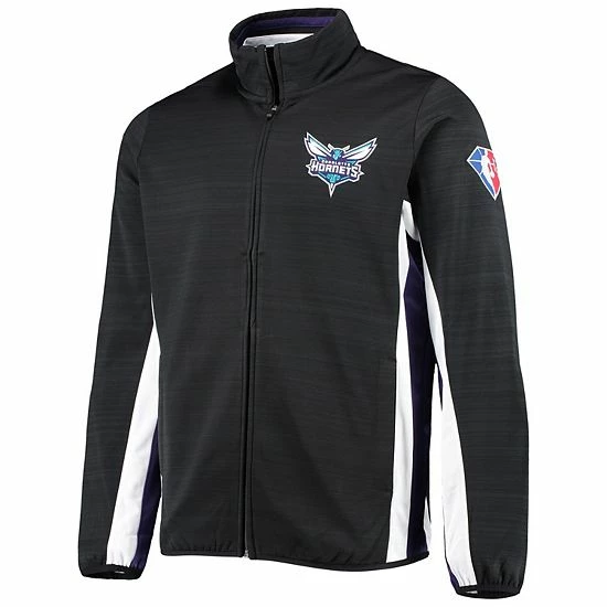 Men's G-III Sports By Carl Banks Black Charlotte Hornets 75th Anniversary Power Forward Space-Dye Full-Zip Track Jacket 3 Men's G-III Sports By Carl Banks Black Charlotte Hornets 75th Anniversary Power Forward Space-Dye Full-Zip Track Jacket - Image 3