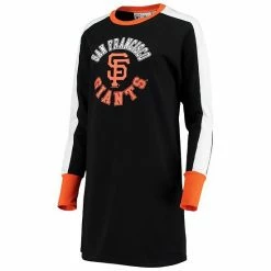 Women's G-III 4Her By Carl Banks Black San Francisco Giants Hurry Up Offense Long Sleeve Dress -G-III Sales Store unnamed file 3052