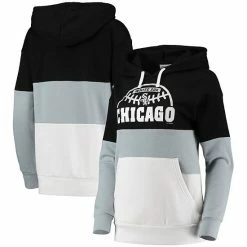 Women's G-III Sports By Carl Banks Black/Gray Chicago White Sox Block And Tackle Colorblock Pullover Hoodie