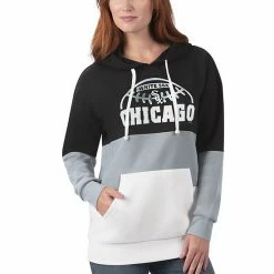 Women's G-III Sports By Carl Banks Black/Gray Chicago White Sox Block And Tackle Colorblock Pullover Hoodie -G-III Sales Store unnamed file 3095