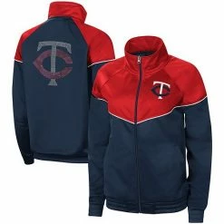 G-III Sales Store 12 Women's G-III Sports By Carl Banks Navy/Red Minnesota Twins First Base Raglan Full-Zip Track Jacket