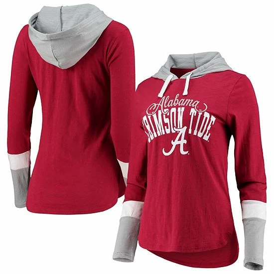 Women's G-III 4Her By Carl Banks Crimson/Gray Alabama Crimson Tide Passing Play Long Sleeve Hoodie T-Shirt 2 Women's G-III 4Her By Carl Banks Crimson/Gray Alabama Crimson Tide Passing Play Long Sleeve Hoodie T-Shirt - Image 2