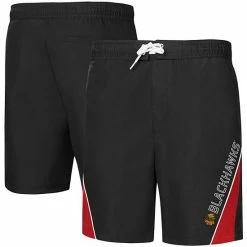 Men's G-III Sports By Carl Banks Black Chicago Blackhawks Sunrise Volley Swim Shorts
