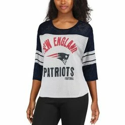 Women's G-III 4Her By Carl Banks White/Navy New England Patriots First Team Three-Quarter Sleeve Mesh T-Shirt 9 Women's G-III 4Her By Carl Banks White/Navy New England Patriots First Team Three-Quarter Sleeve Mesh T-Shirt -G-III Sales Store unnamed file 3459