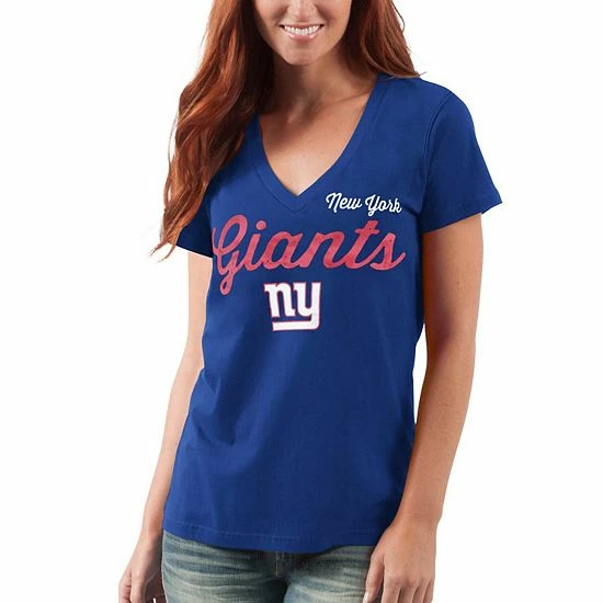 Women's G-III 4Her By Carl Banks Royal New York Giants Post Season V-Neck T-Shirt 5 Women's G-III 4Her By Carl Banks Royal New York Giants Post Season V-Neck T-Shirt - Image 5