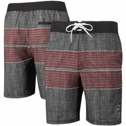 Men's G-III Sports By Carl Banks Charcoal Cleveland Guardians Horizon Volley Swim Trunks