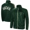 Men's G-III Sports By Carl Banks Hunter Green Milwaukee Bucks Streamline Tricot Raglan Full-Zip Track Jacket