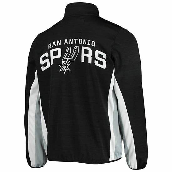 Men's G-III Sports By Carl Banks Black San Antonio Spurs 75th Anniversary Power Forward Space-Dye Full-Zip Track Jacket 4 Men's G-III Sports By Carl Banks Black San Antonio Spurs 75th Anniversary Power Forward Space-Dye Full-Zip Track Jacket - Image 4