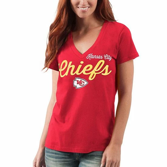 Women's G-III 4Her By Carl Banks Red Kansas City Chiefs Post Season V-Neck T-Shirt 5 Women's G-III 4Her By Carl Banks Red Kansas City Chiefs Post Season V-Neck T-Shirt - Image 5