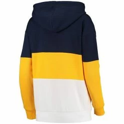 Women's G-III Sports By Carl Banks Navy/Gold Milwaukee Brewers Block And Tackle Colorblock Pullover Hoodie -G-III Sales Store unnamed file 3790