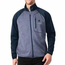 G-III Sales Store 19 Men's G-III Sports By Carl Banks Navy Dallas Cowboys Front Runner Transitional Raglan Full-Zip Jacket