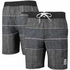 Men's G-III Sports By Carl Banks Charcoal Detroit Tigers Horizon Volley Swim Trunks