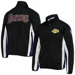 Men's G-III Sports By Carl Banks Black Los Angeles Lakers 75th Anniversary Power Forward Space-Dye Full-Zip Track Jacket