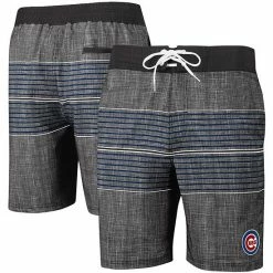 Men's G-III Sports By Carl Banks Charcoal Chicago Cubs Horizon Volley Swim Trunks