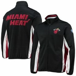 Men's G-III Sports By Carl Banks Black Miami Heat 75th Anniversary Power Forward Space-Dye Full-Zip Track Jacket