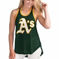 Women's G-III 4Her By Carl Banks Green Oakland Athletics Tater Burnout Racerback Tank Top