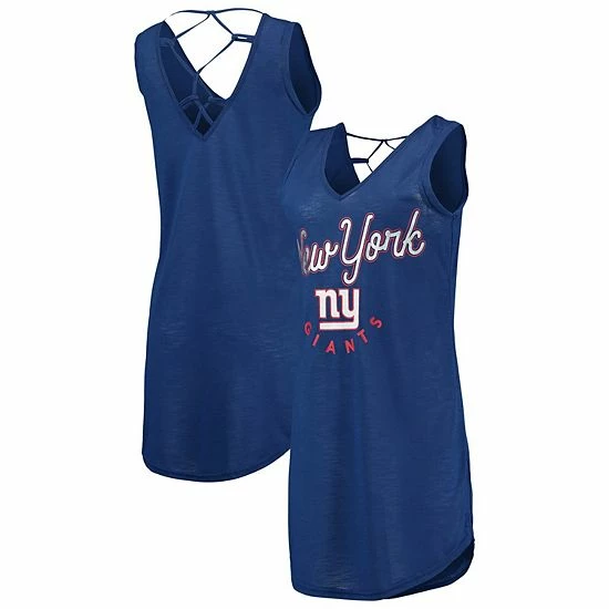 Women's G-III 4Her By Carl Banks Royal New York Giants Game Time Swim V-Neck Cover-Up Dress 2 Women's G-III 4Her By Carl Banks Royal New York Giants Game Time Swim V-Neck Cover-Up Dress - Image 2