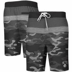 Men's G-III Sports By Carl Banks Black Brooklyn Nets Wave Camo Quick-Dry Swim Trunks
