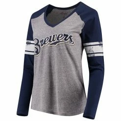 Women's G-III 4Her By Carl Banks Gray/Navy Milwaukee Brewers Franchise Tri-Blend Raglan Long Sleeve T-Shirt 7 Women's G-III 4Her By Carl Banks Gray/Navy Milwaukee Brewers Franchise Tri-Blend Raglan Long Sleeve T-Shirt -G-III Sales Store unnamed file 4326
