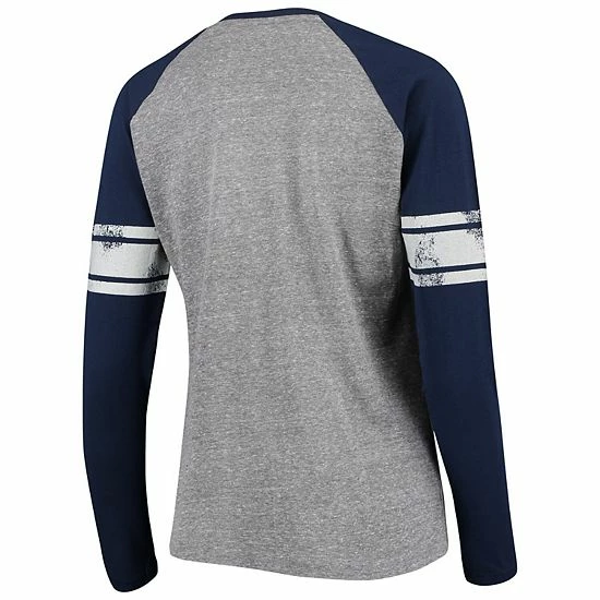 Women's G-III 4Her By Carl Banks Gray/Navy Milwaukee Brewers Franchise Tri-Blend Raglan Long Sleeve T-Shirt 4 Women's G-III 4Her By Carl Banks Gray/Navy Milwaukee Brewers Franchise Tri-Blend Raglan Long Sleeve T-Shirt - Image 4