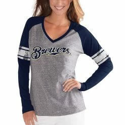 Women's G-III 4Her By Carl Banks Gray/Navy Milwaukee Brewers Franchise Tri-Blend Raglan Long Sleeve T-Shirt 9 Women's G-III 4Her By Carl Banks Gray/Navy Milwaukee Brewers Franchise Tri-Blend Raglan Long Sleeve T-Shirt -G-III Sales Store unnamed file 4328
