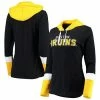 Women's G-III 4Her By Carl Banks Black Boston Bruins Passing Play Hoodie Long Sleeve T-Shirt