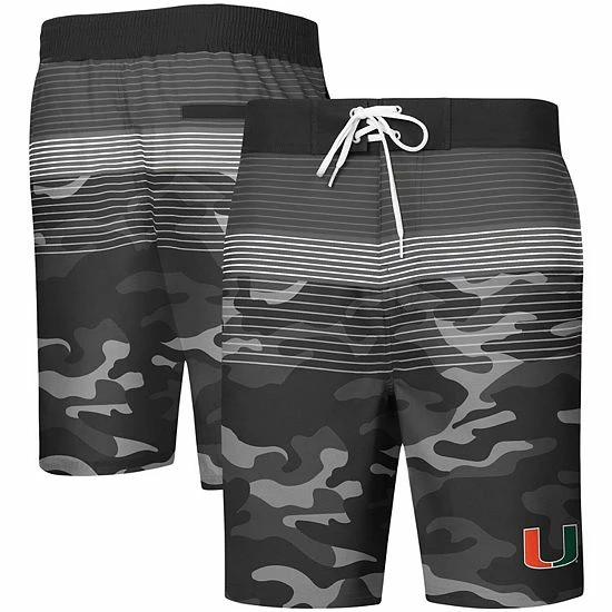 Men's G-III Sports By Carl Banks Black Miami Hurricanes Wave Camo Swim Trunks 2 Men's G-III Sports By Carl Banks Black Miami Hurricanes Wave Camo Swim Trunks - Image 2