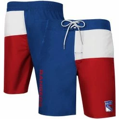 Men's G-III Sports By Carl Banks Blue/Red New York Rangers Breeze Swim Trunks