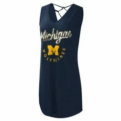Women's G-III 4Her By Carl Banks Navy Michigan Wolverines Game Time Burnout Cover-Up V-Neck Dress -G-III Sales Store unnamed file 4583