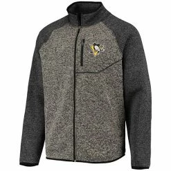 Men's G-III Sports By Carl Banks Charcoal/Black Pittsburgh Penguins Switchback Transitional Raglan Full-Zip Jacket -G-III Sales Store unnamed file 4646