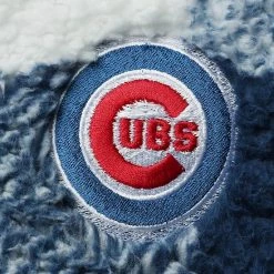 Women's G-III Sports By Carl Banks Navy/White Chicago Cubs Sherpa Plaid Quarter-Zip Jacket -G-III Sales Store unnamed file 4757
