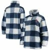 Women's G-III Sports By Carl Banks Navy/White Boston Red Sox Sherpa Plaid Quarter-Zip Jacket