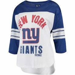 Women's G-III 4Her By Carl Banks White/Royal New York Giants First Team Three-Quarter Sleeve Mesh T-Shirt -G-III Sales Store unnamed file 4816
