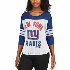 Women's G-III 4Her By Carl Banks White/Royal New York Giants First Team Three-Quarter Sleeve Mesh T-Shirt -G-III Sales Store unnamed file 4818