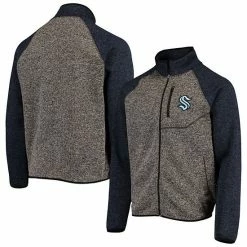 Men's G-III Sports By Carl Banks Charcoal/Navy Seattle Kraken Switchback Transitional Raglan Full-Zip Jacket