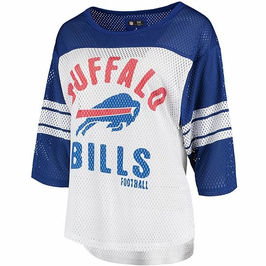 Women's G-III 4Her By Carl Banks White/Royal Buffalo Bills First Team Three-Quarter Sleeve Mesh T-Shirt 3 Women's G-III 4Her By Carl Banks White/Royal Buffalo Bills First Team Three-Quarter Sleeve Mesh T-Shirt - Image 3