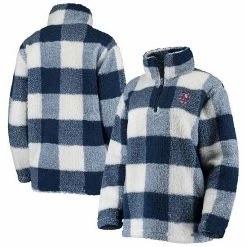 Women's G-III Sports By Carl Banks Navy/White New York Mets Sherpa Plaid Quarter-Zip Jacket
