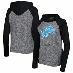 Women's G-III 4Her By Carl Banks Heathered Gray/Black Detroit Lions Championship Team Ring Pullover Hoodie