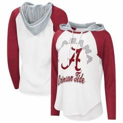 Women's G-III 4Her By Carl Banks White/Crimson Alabama Crimson Tide From The Sideline Raglan Hoodie Long Sleeve T-Shirt