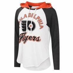 Women's G-III Sports By Carl Banks White/Black Philadelphia Flyers Sideline Raglan Long Sleeve Hoodie T-Shirt -G-III Sales Store unnamed file 5221