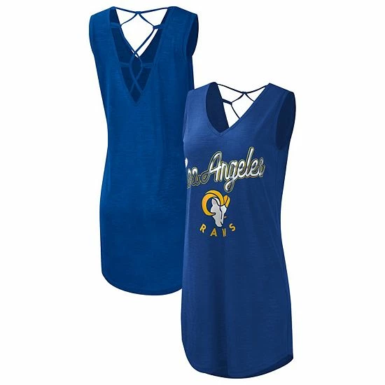 Women's G-III 4Her By Carl Banks Royal Los Angeles Rams Game Time Swim V-Neck Cover-Up Dress 1 Women's G-III 4Her By Carl Banks Royal Los Angeles Rams Game Time Swim V-Neck Cover-Up Dress